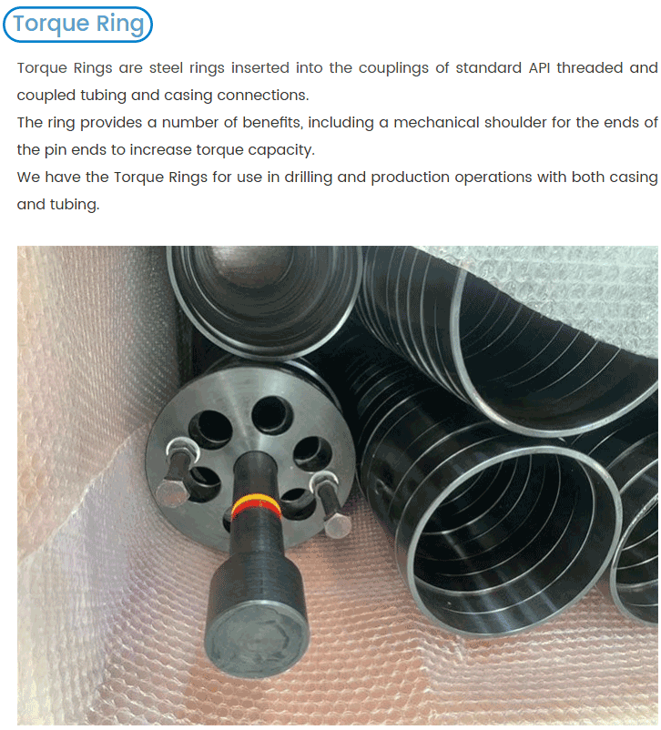 Torque Ring For Casing|Casing Pup Joint|Tubing Pup Joint|Torque Ring|oilfield equipment|petroleum|oil|gas|Schlumberger|Halliburton|Baker Hughes|Premiere Torque ring
